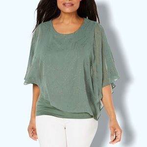 JM Collection Textured Overlay Top